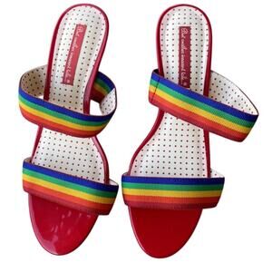 Red Sandals w Rainbow Straps B.a.i.t. Be another innocent tale pride size 10